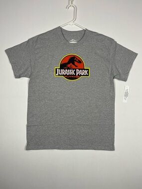 Jurassic Park Classic T-Rex Logo Gray Shirt (Adult Sizes) Brand New Condition